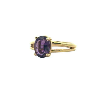 14k Yellow Gold Oval Amethyst Ring