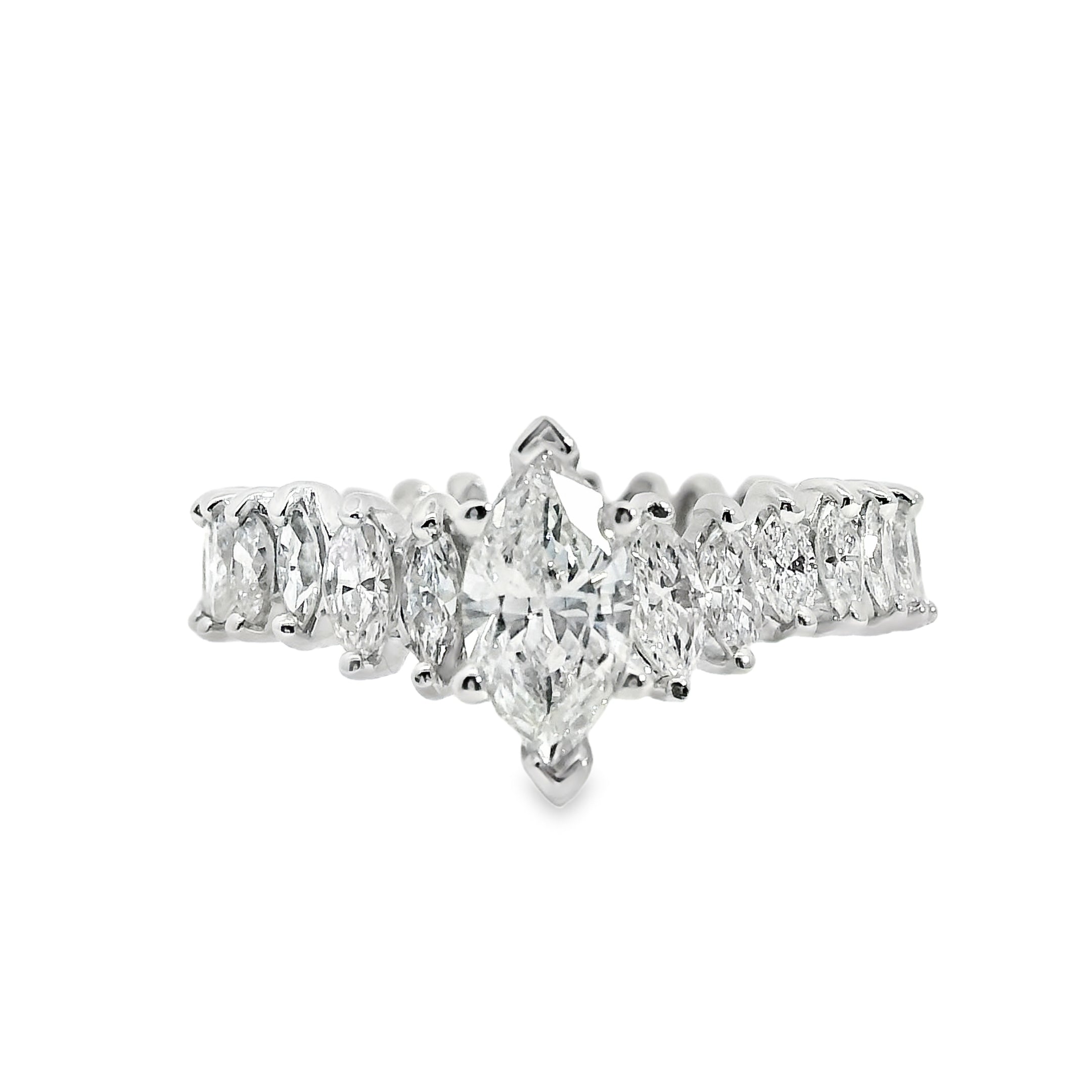 Platinum GIA Certified 3.62ctw Marquise Diamond Eternity Ring Set