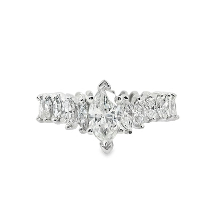 Platinum GIA Certified 3.62ctw Marquise Diamond Eternity Ring Set