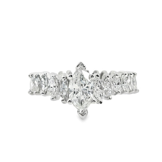 Platinum GIA Certified 3.62ctw Marquise Diamond Eternity Engagement Ring
