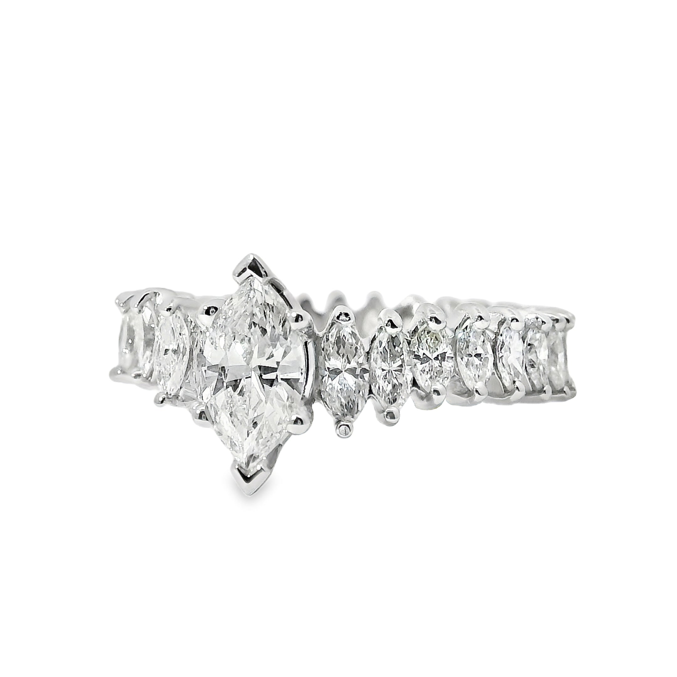 Platinum GIA Certified 3.62ctw Marquise Diamond Eternity Ring Set