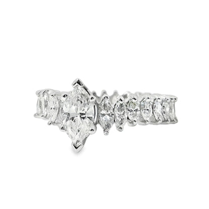 Platinum GIA Certified 3.62ctw Marquise Diamond Eternity Ring Set