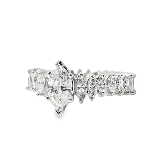 Platinum GIA Certified 3.62ctw Marquise Diamond Eternity Engagement Ring