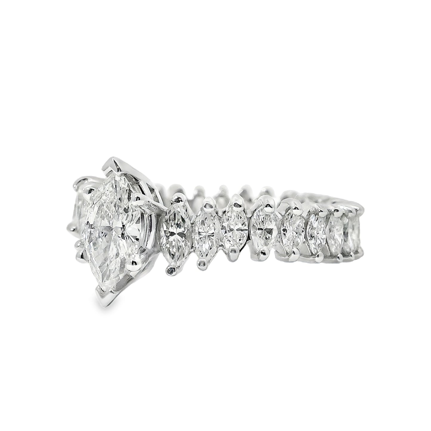 Platinum GIA Certified 3.62ctw Marquise Diamond Eternity Ring Set
