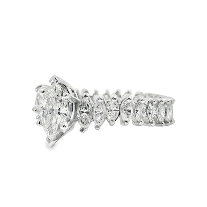 Platinum GIA Certified 3.62ctw Marquise Diamond Eternity Ring Set