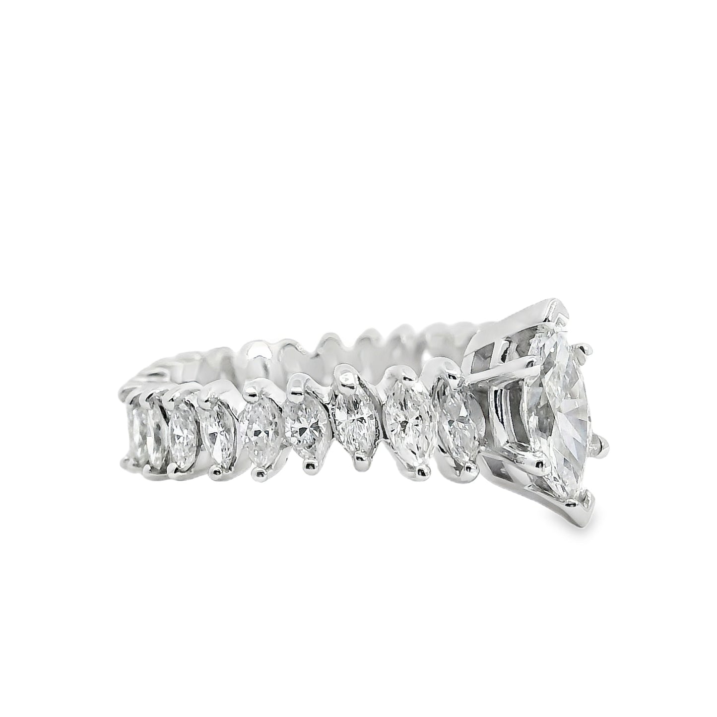 Platinum GIA Certified 3.62ctw Marquise Diamond Eternity Ring Set