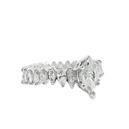 Platinum GIA Certified 3.62ctw Marquise Diamond Eternity Ring Set
