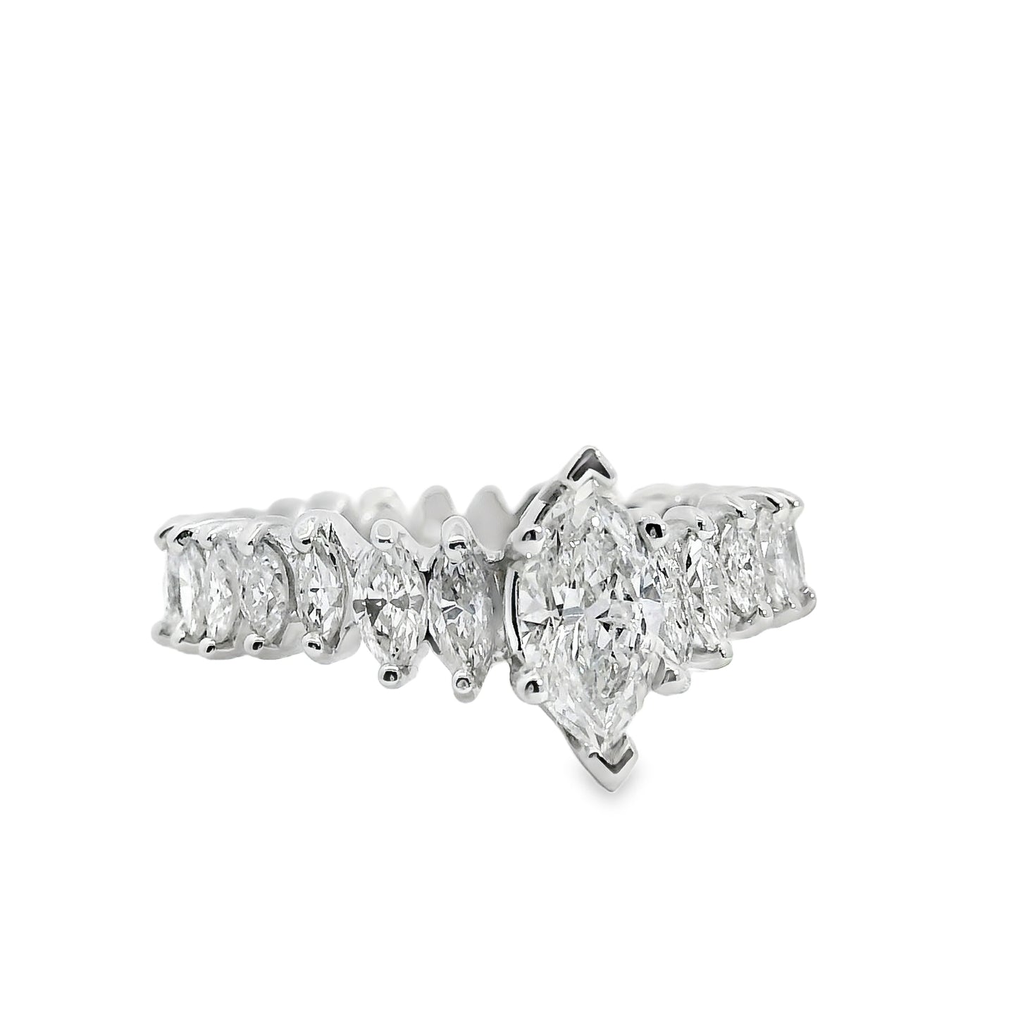 Platinum GIA Certified 3.62ctw Marquise Diamond Eternity Ring Set