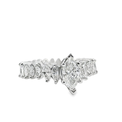 Platinum GIA Certified 3.62ctw Marquise Diamond Eternity Ring Set