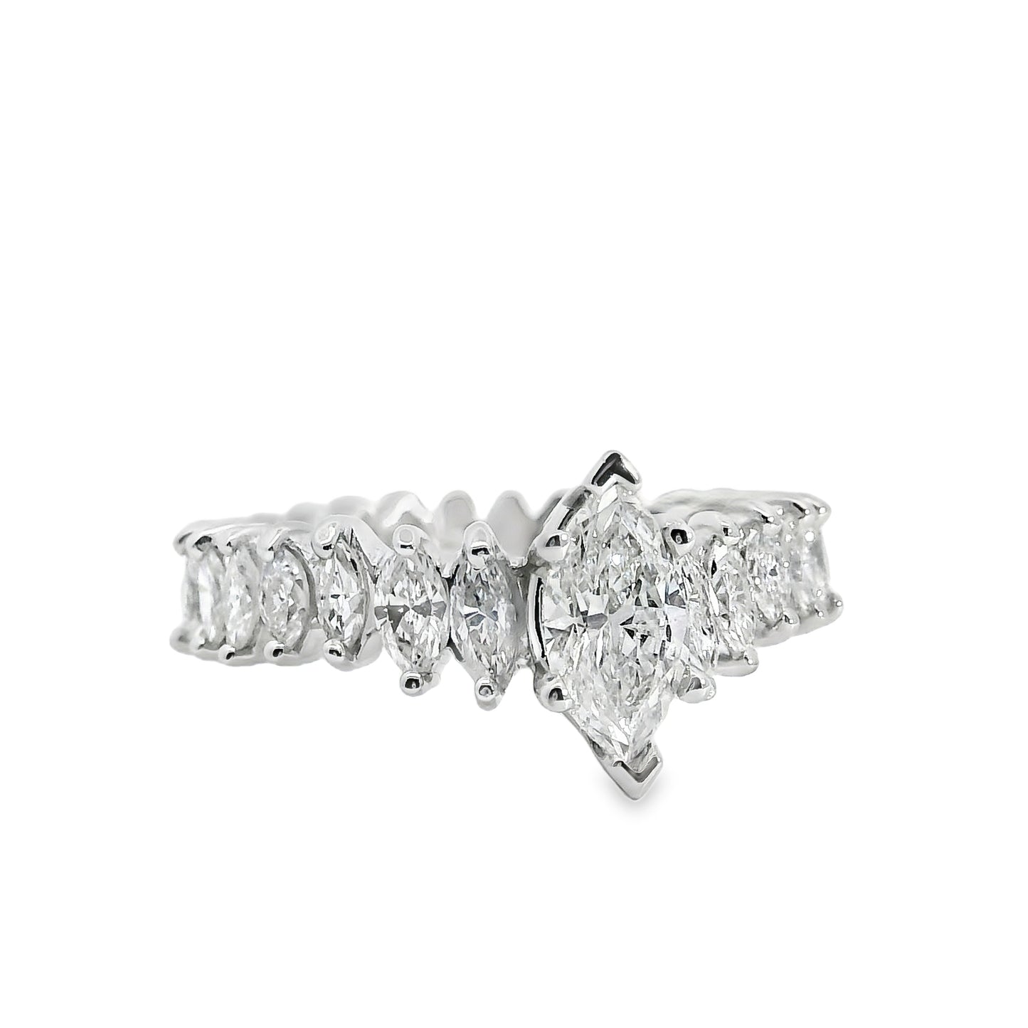 Platinum GIA Certified 3.62ctw Marquise Diamond Eternity Ring Set