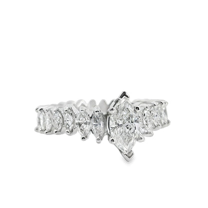 Platinum GIA Certified 3.62ctw Marquise Diamond Eternity Ring Set