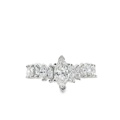 Platinum GIA Certified 3.62ctw Marquise Diamond Eternity Ring Set