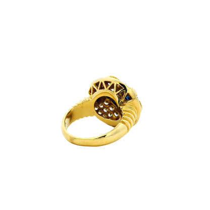 18k Yellow Gold Sapphire and Ruby Natural Diamond Ring
