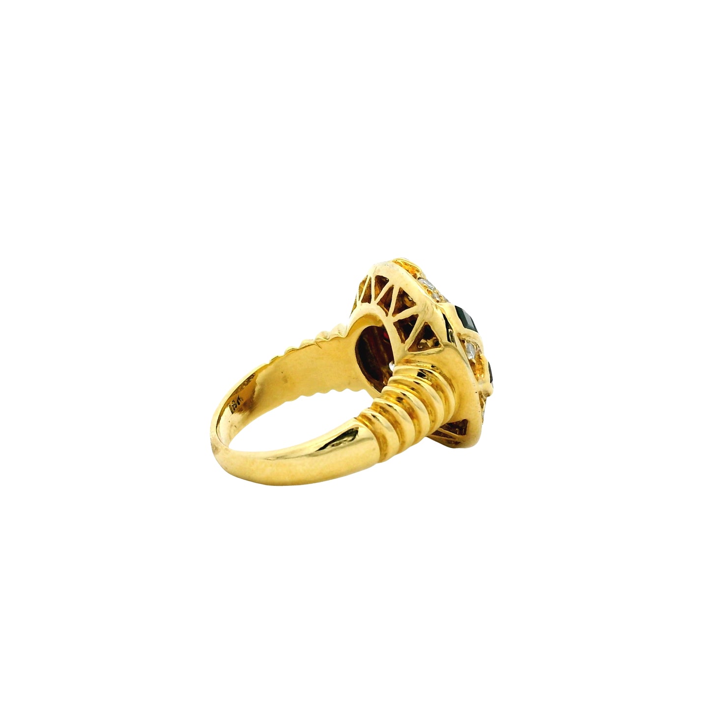 18k Yellow Gold Sapphire and Ruby Natural Diamond Ring
