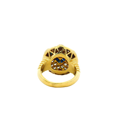 18k Yellow Gold Sapphire and Ruby Natural Diamond Ring