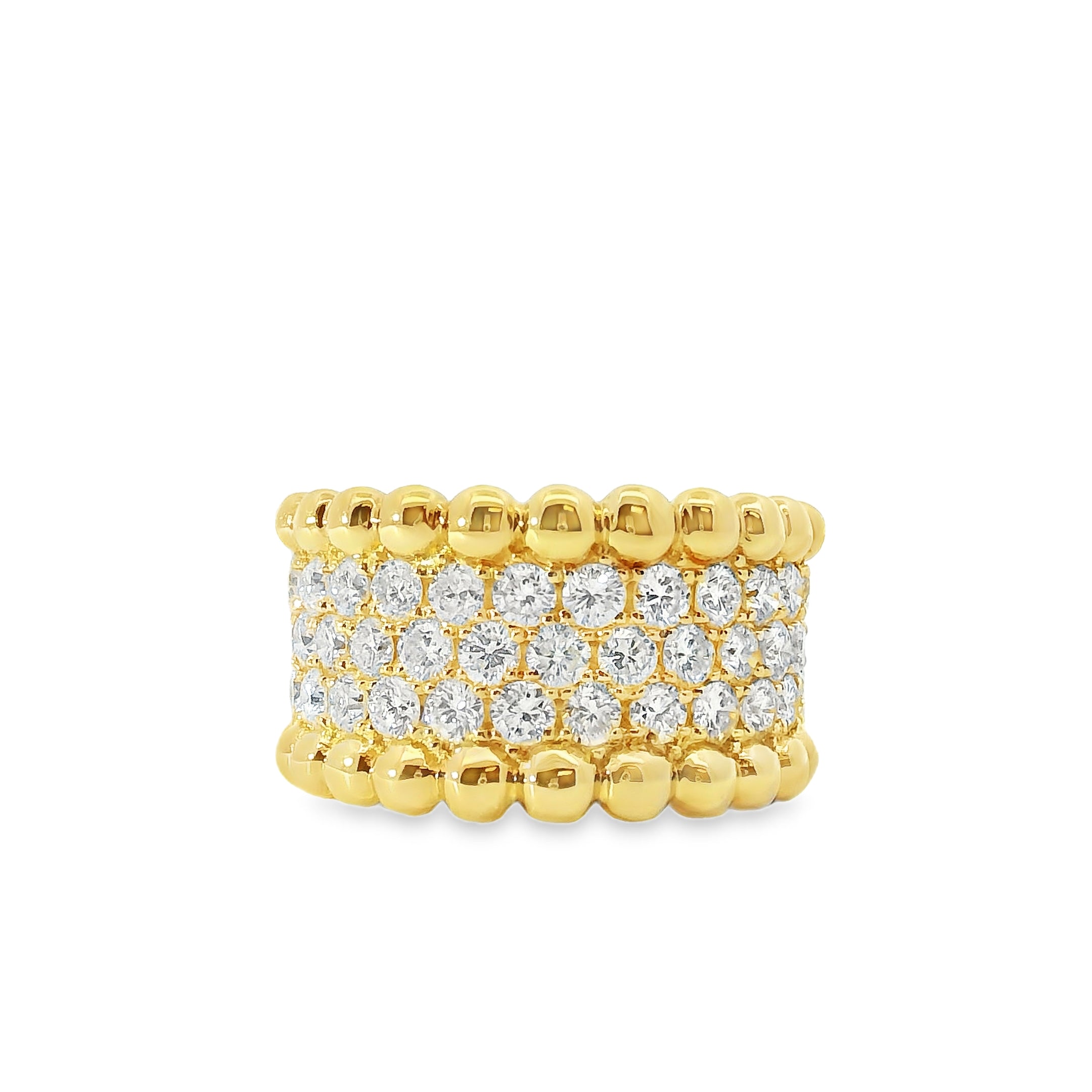 18k Yellow Gold 1.90ct Natural Round Diamonds Wide Pave Ring