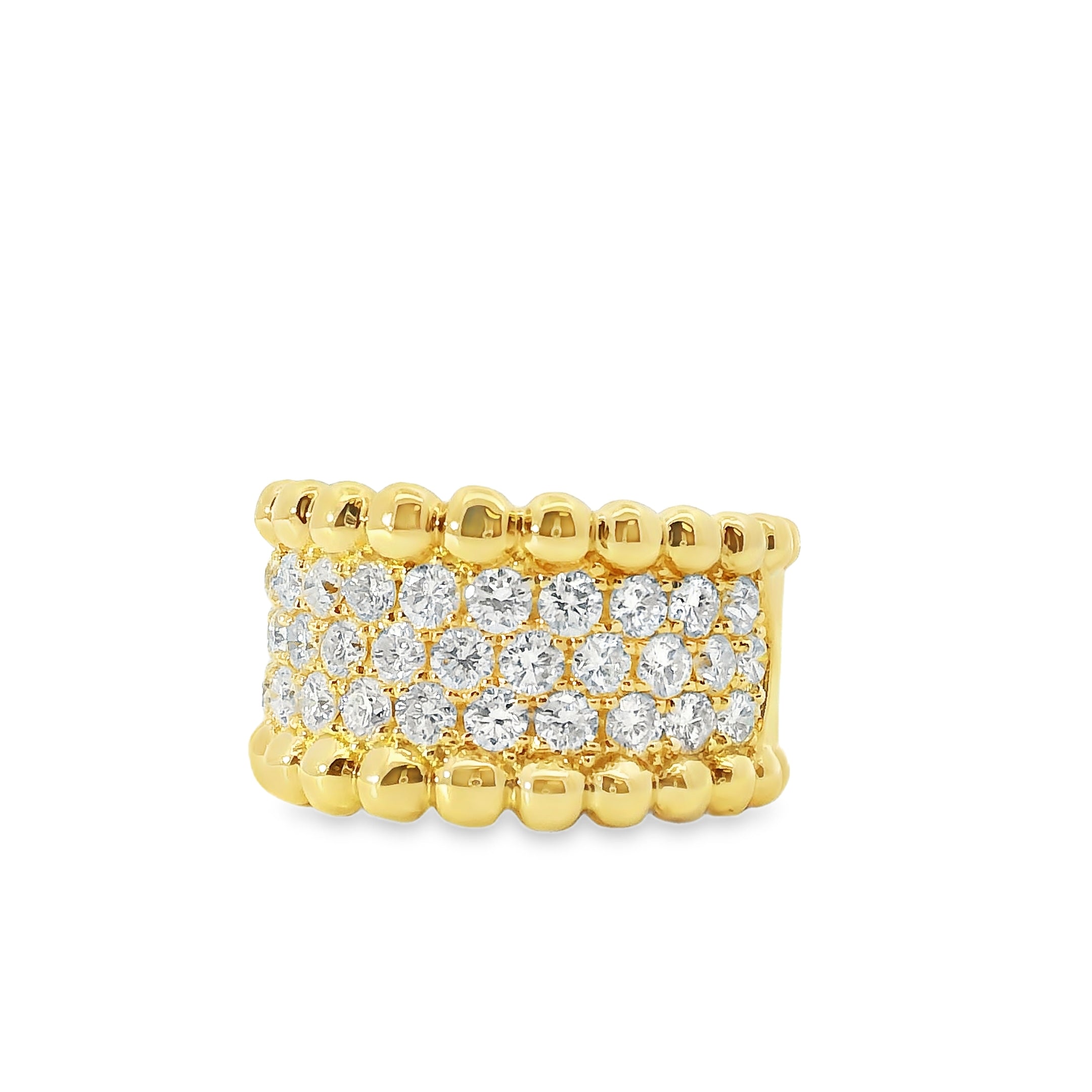 18k Yellow Gold 1.90ct Natural Round Diamonds Wide Pave Ring