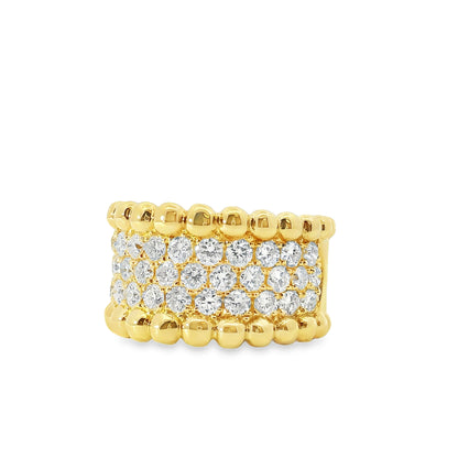 18k Yellow Gold 1.90ct Natural Round Diamonds Wide Pave Ring
