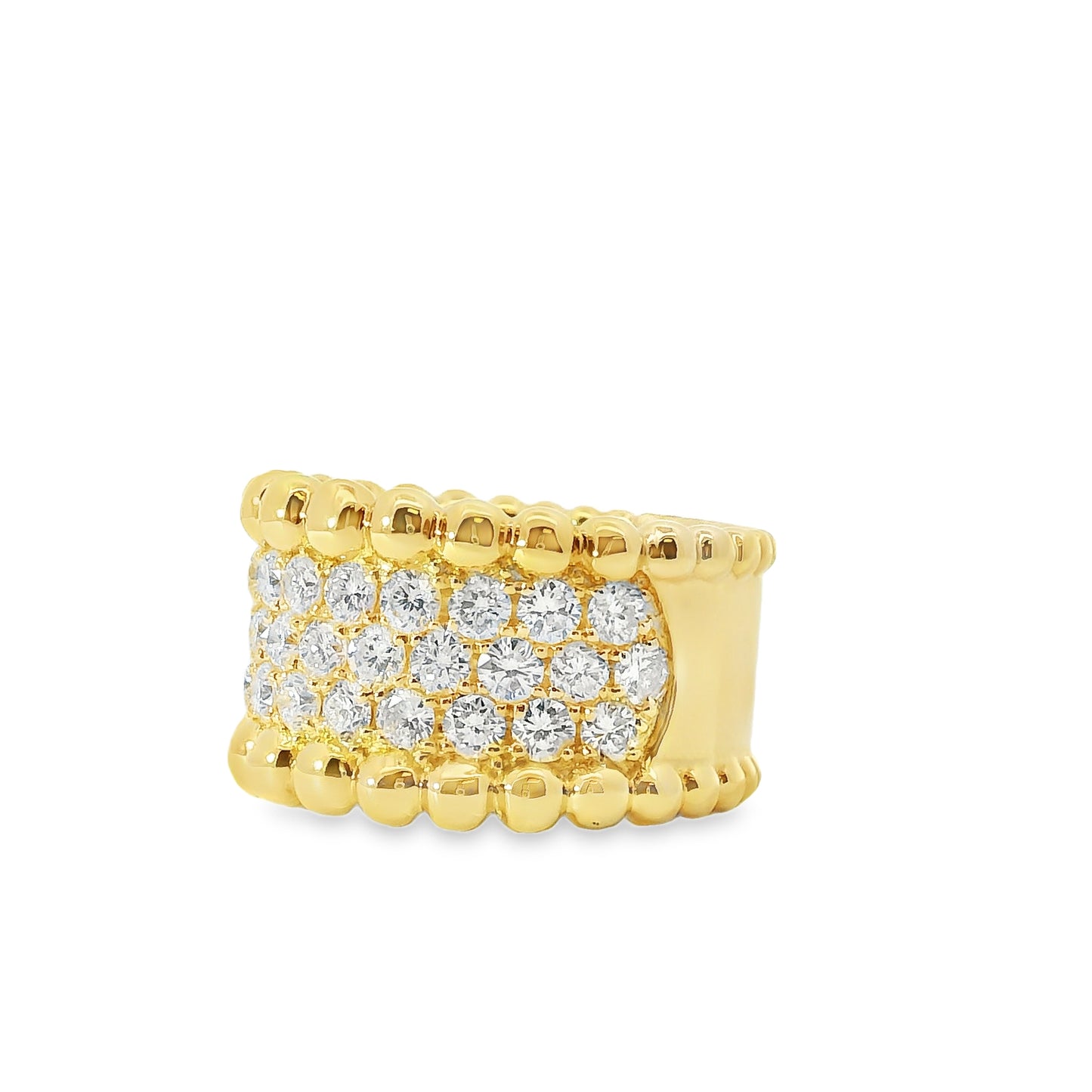 18k Yellow Gold 1.90ct Natural Round Diamonds Wide Pave Ring