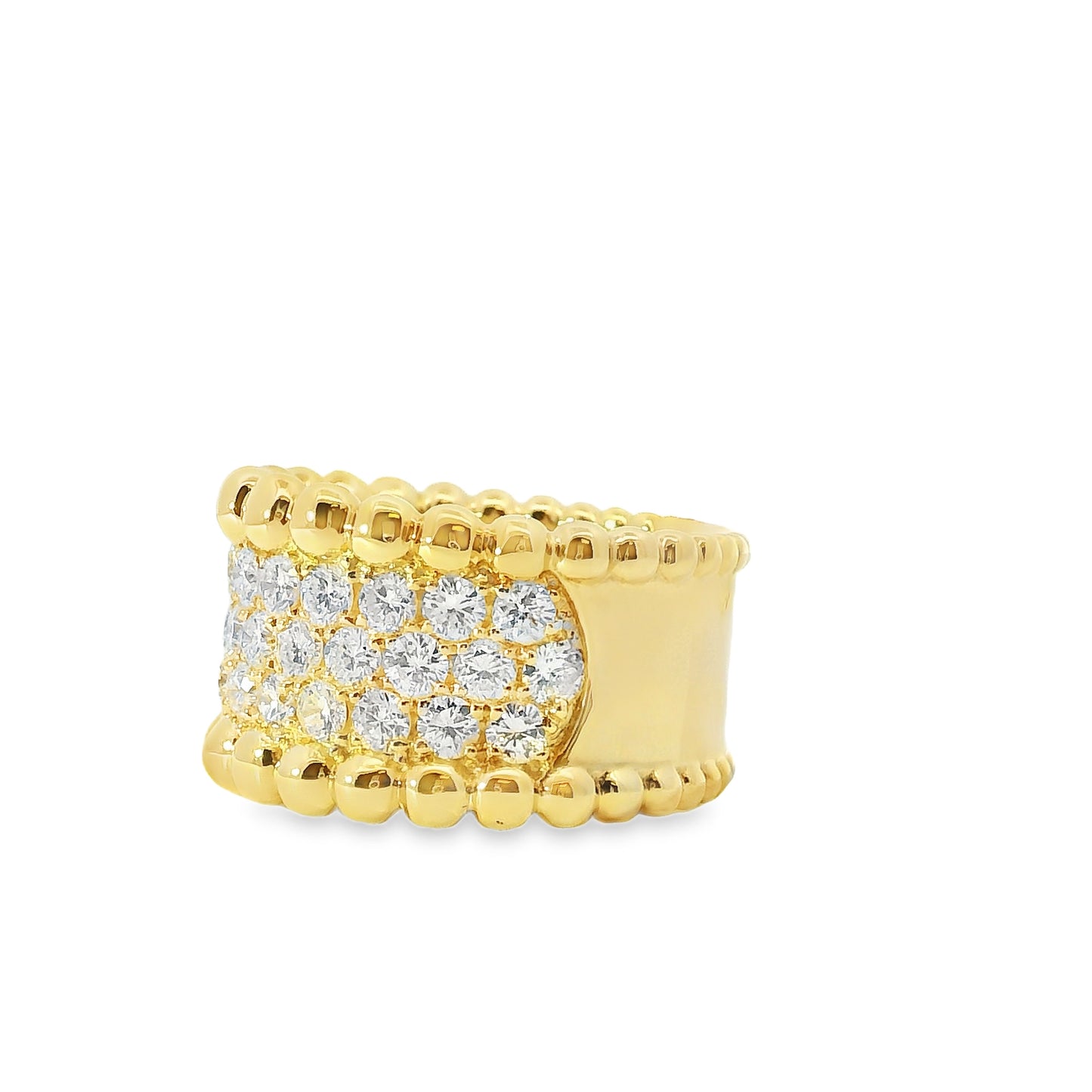 18k Yellow Gold 1.90ct Natural Round Diamonds Wide Pave Ring