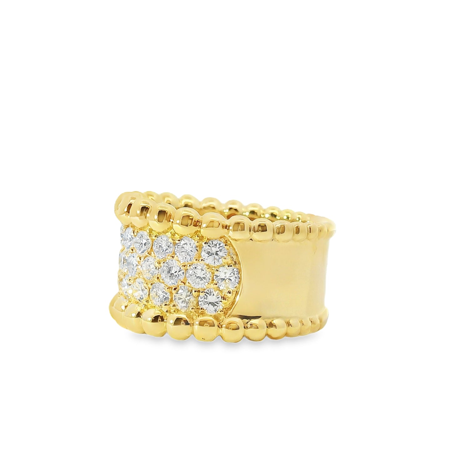 18k Yellow Gold 1.90ct Natural Round Diamonds Wide Pave Ring