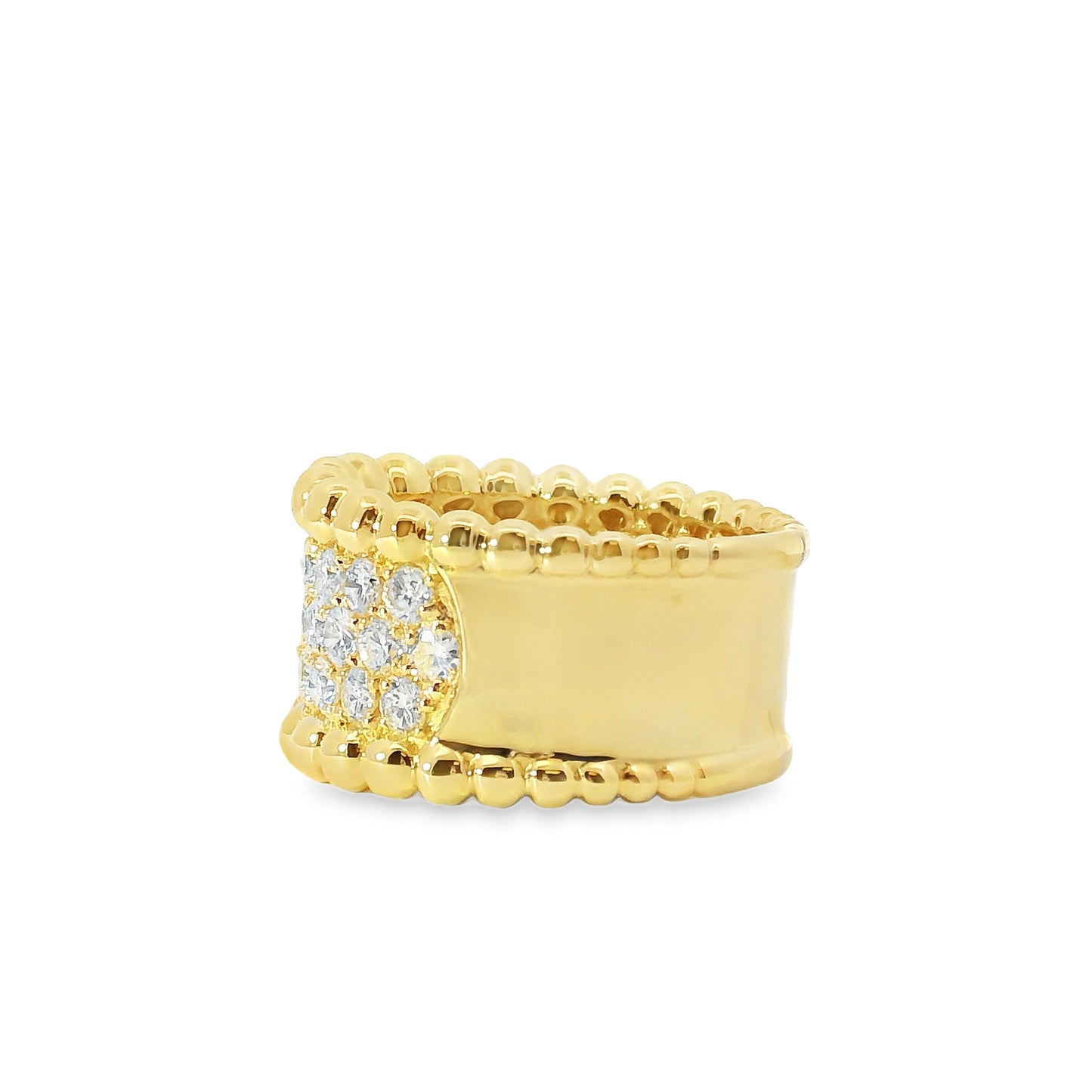 18k Yellow Gold 1.90ct Natural Round Diamonds Wide Pave Ring