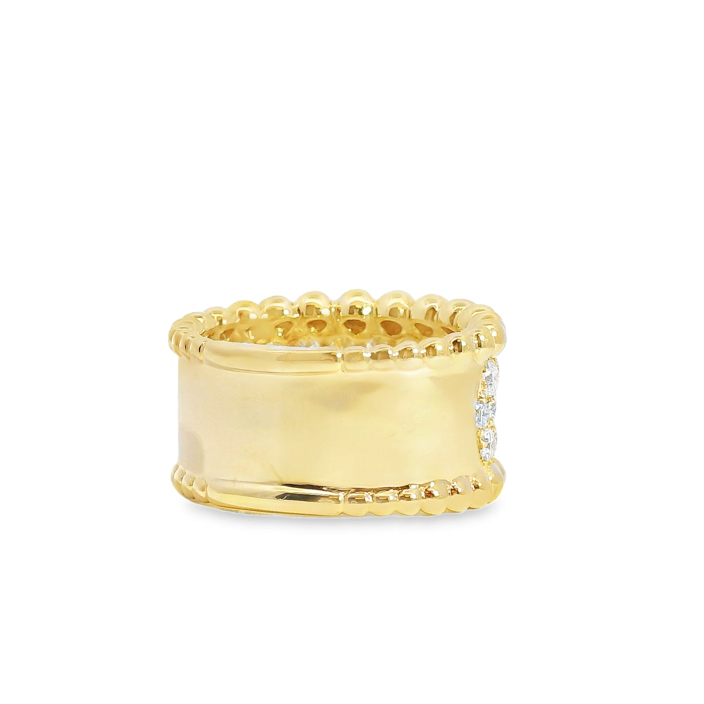 18k Yellow Gold 1.90ct Natural Round Diamonds Wide Pave Ring