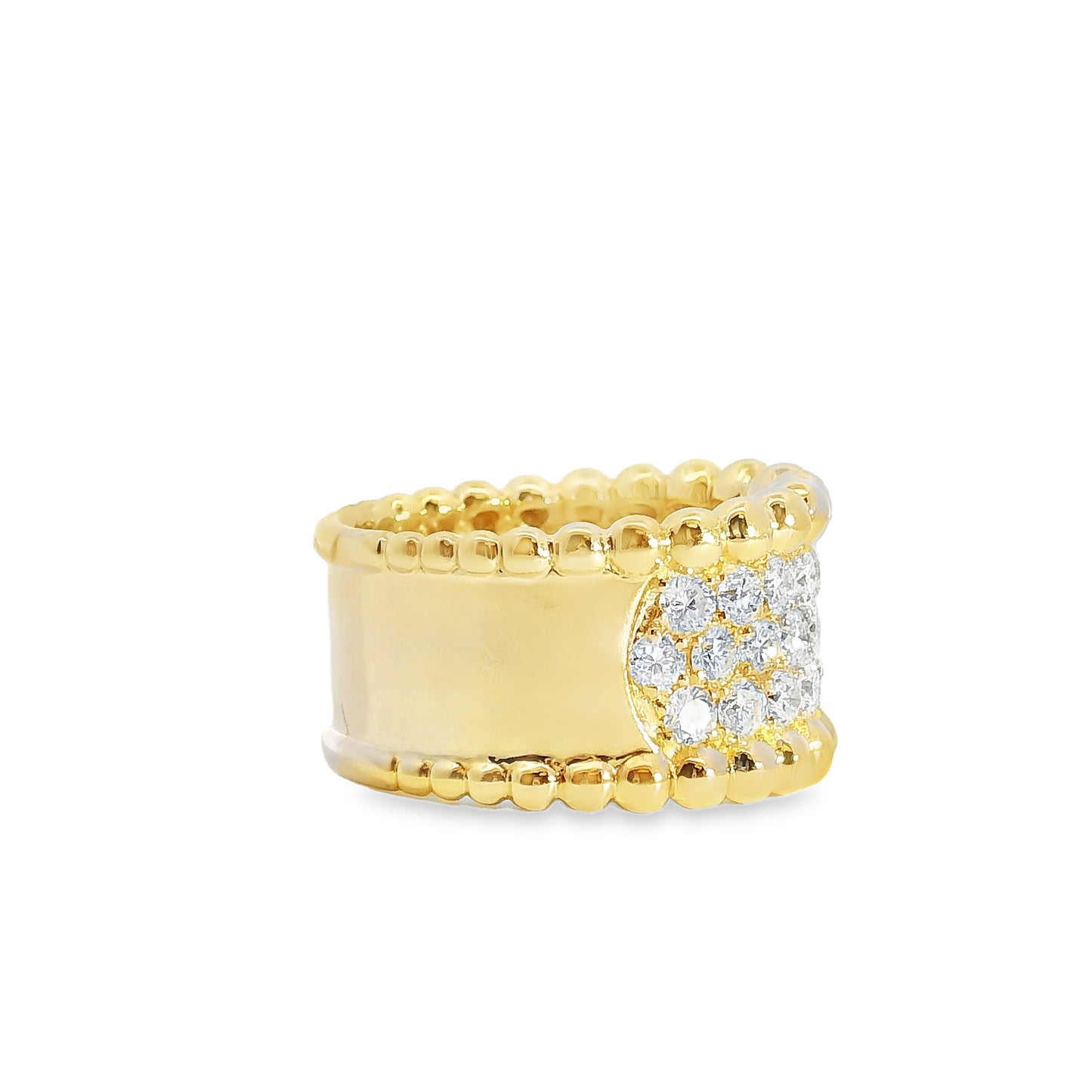 18k Yellow Gold 1.90ct Natural Round Diamonds Wide Pave Ring