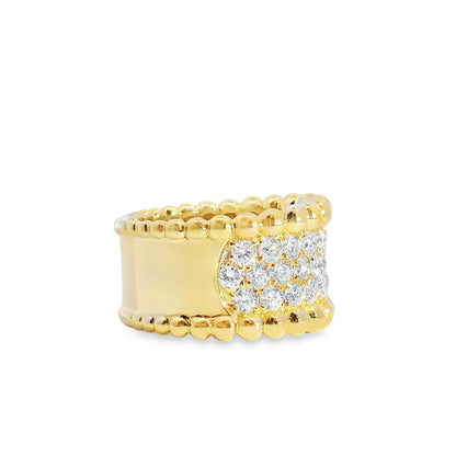 18k Yellow Gold 1.90ct Natural Round Diamonds Wide Pave Ring