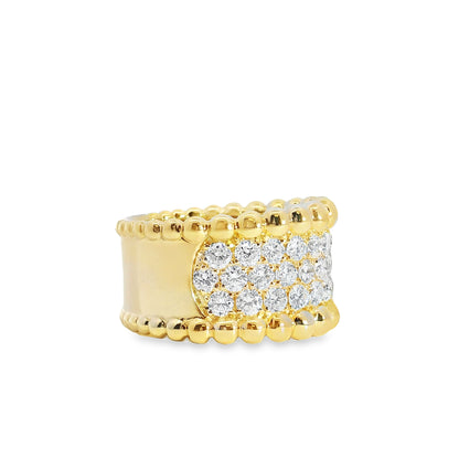 18k Yellow Gold 1.90ct Natural Round Diamonds Wide Pave Ring