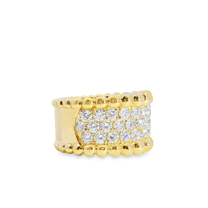 18k Yellow Gold 1.90ct Natural Round Diamonds Wide Pave Ring