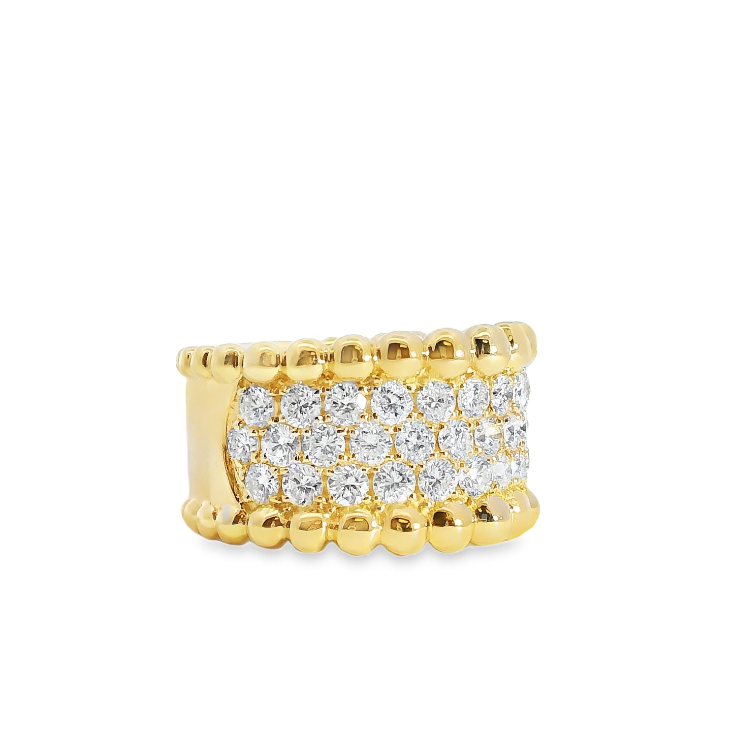 18k Yellow Gold 1.90ct Natural Round Diamonds Wide Pave Ring