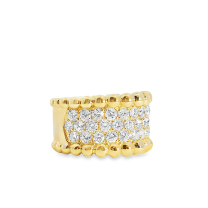 18k Yellow Gold 1.90ct Natural Round Diamonds Wide Pave Ring
