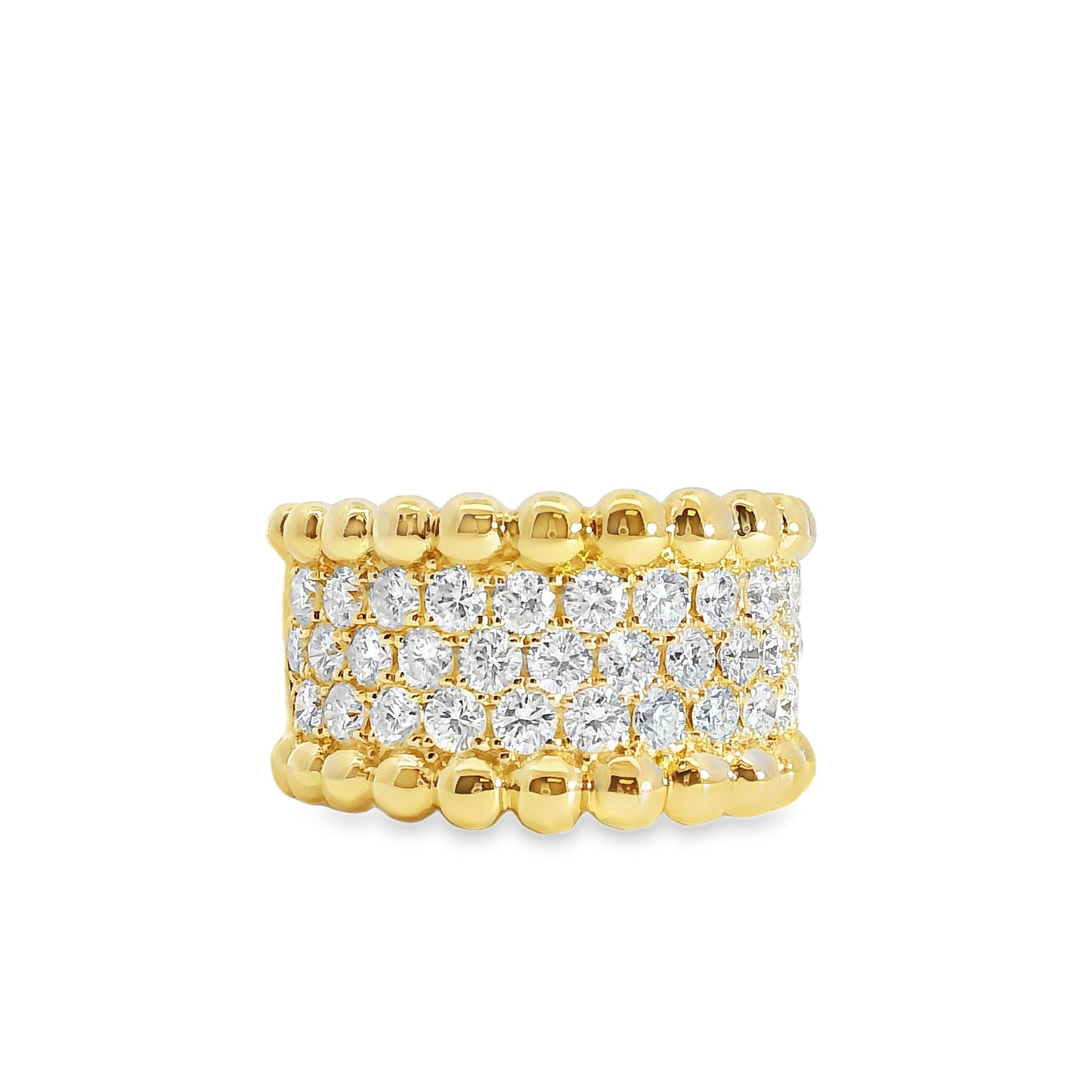 18k Yellow Gold 1.90ct Natural Round Diamonds Wide Pave Ring
