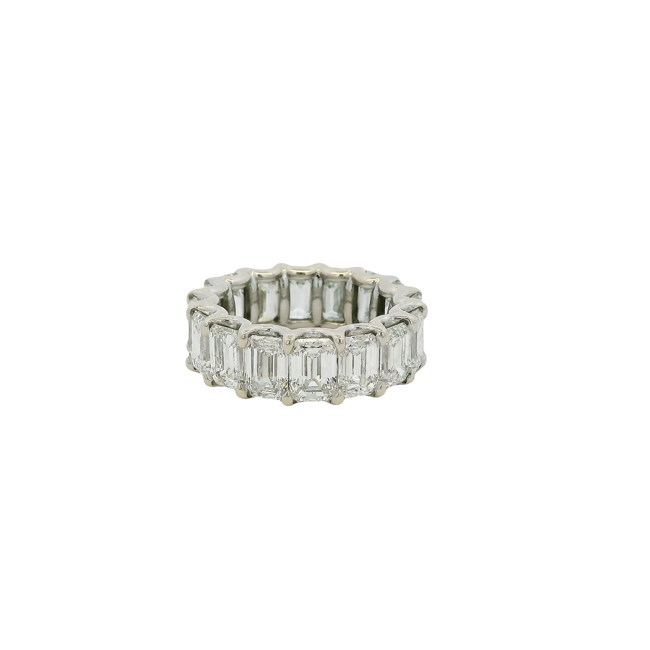 18k White Gold Natural All GIA Certified Emerald Cut 9.82ctw Diamond Eternity Band