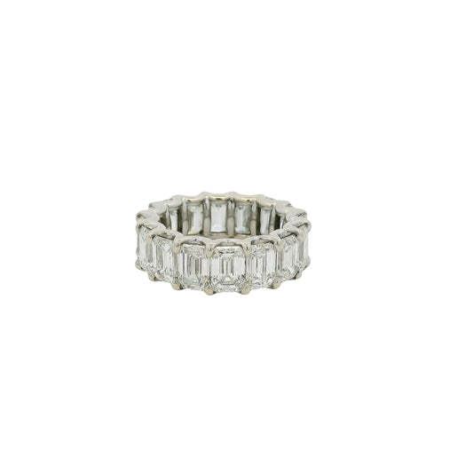 18k White Gold Natural All GIA Certified Emerald Cut 9.82ctw Diamond Eternity Band