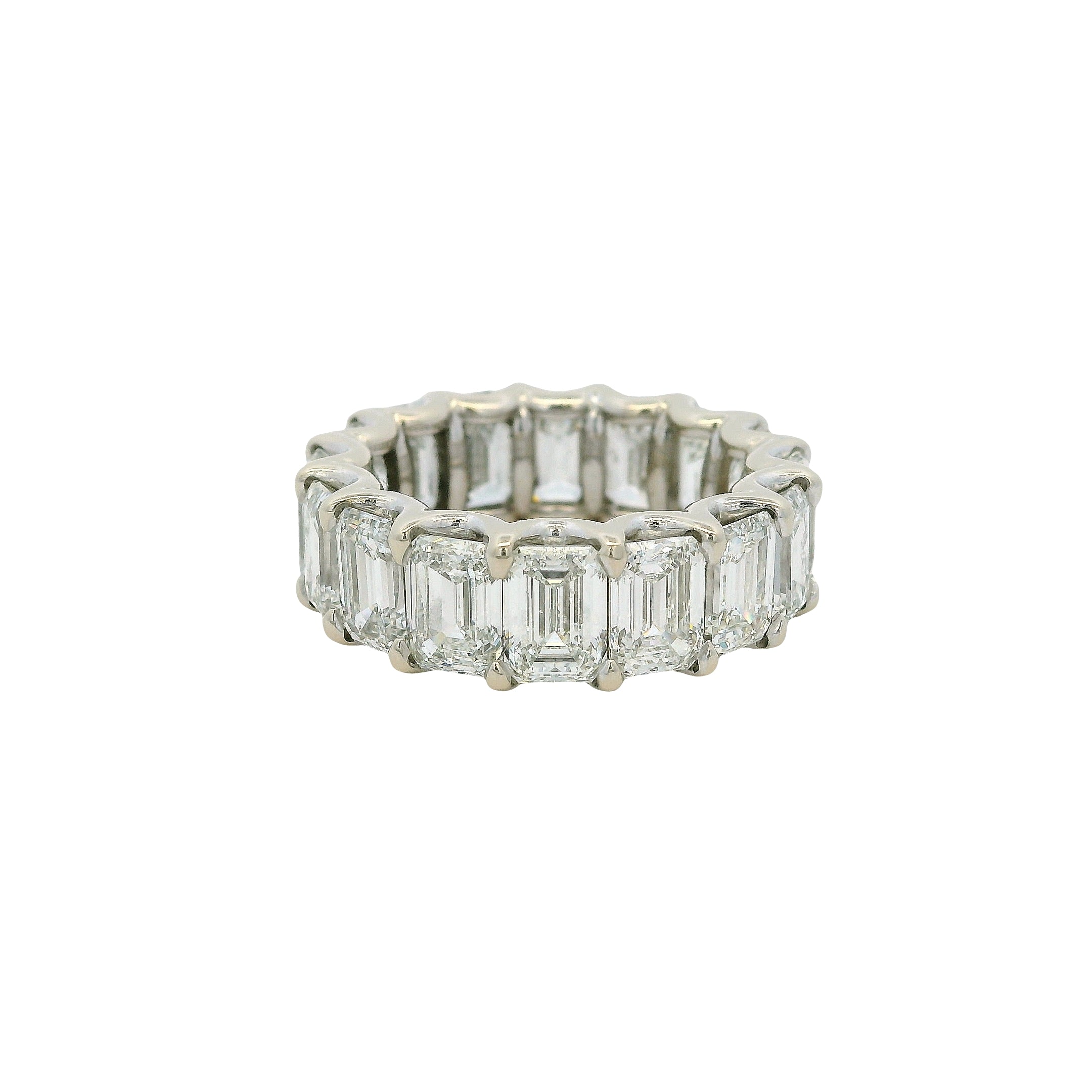 18k White Gold Natural All GIA Certified Emerald Cut 9.82ctw Diamond Eternity Band