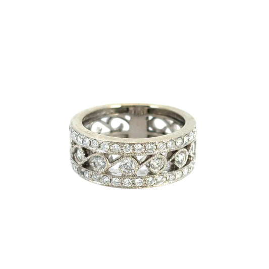14k White Gold Vintage Ring Set with Natural Diamonds