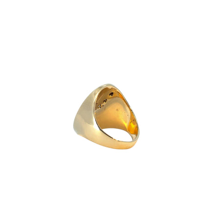 14k Yellow Gold Signet Ring set with Approximately 0.20ctw of Natural Diamonds