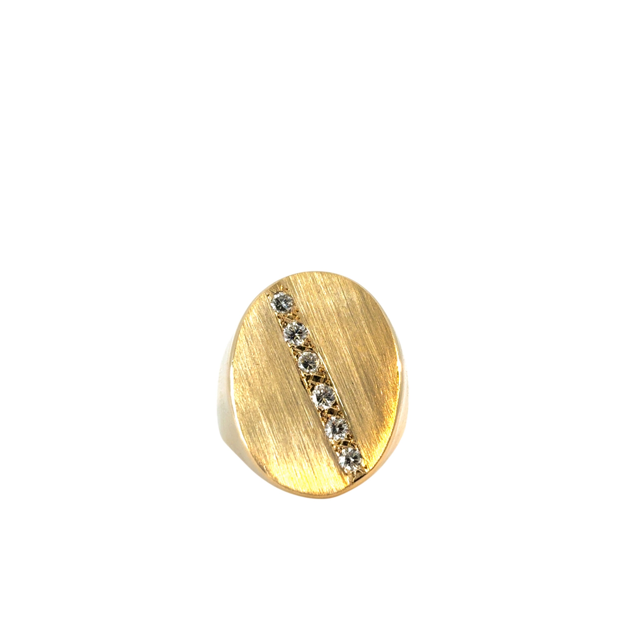 14k Yellow Gold Signet Ring set with Approximately 0.20ctw of Natural Diamonds