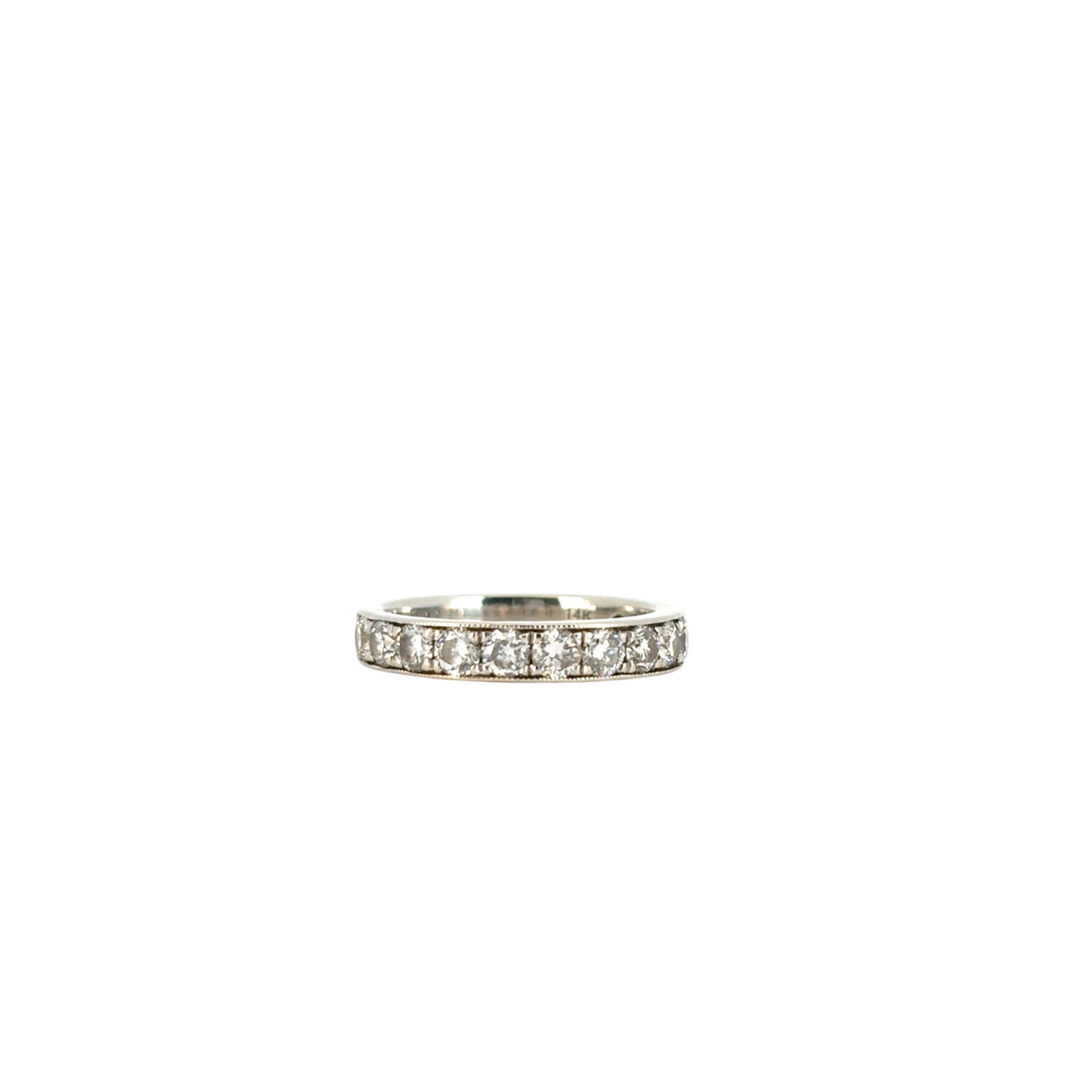 Gabriel 14K White Gold Micro Pave Set 1.50ctw Natural Diamond Wedding Band with Milgrain