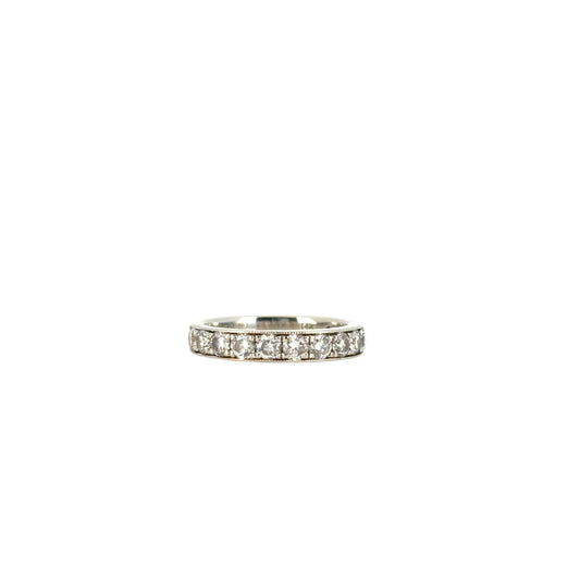 Gabriel 14K White Gold Micro Pave Set 1.50ctw Natural Diamond Wedding Band with Milgrain