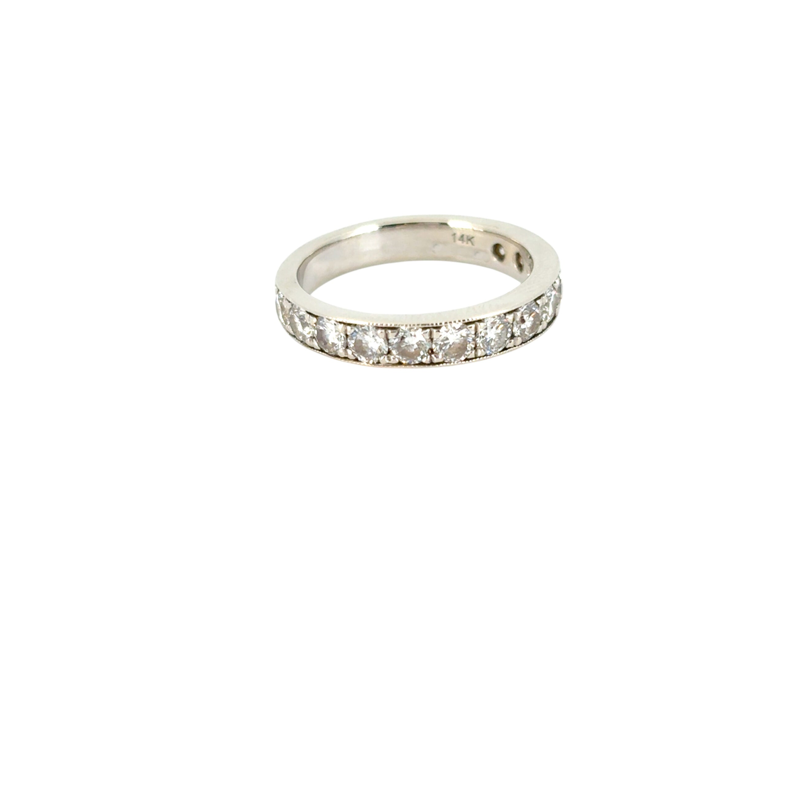 Gabriel 14K White Gold Micro Pave Set 1.50ctw Natural Diamond Wedding Band with Milgrain