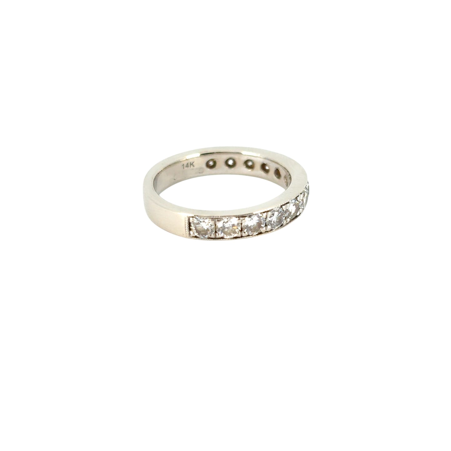 Gabriel 14K White Gold Micro Pave Set 1.50ctw Natural Diamond Wedding Band with Milgrain