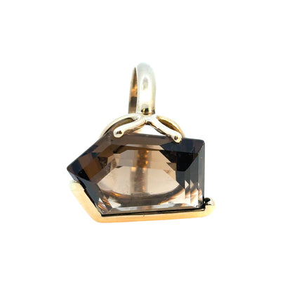 Vintage 14k Yellow Gold Pentagon Shaped Smoky Quartz Gemstone Ring