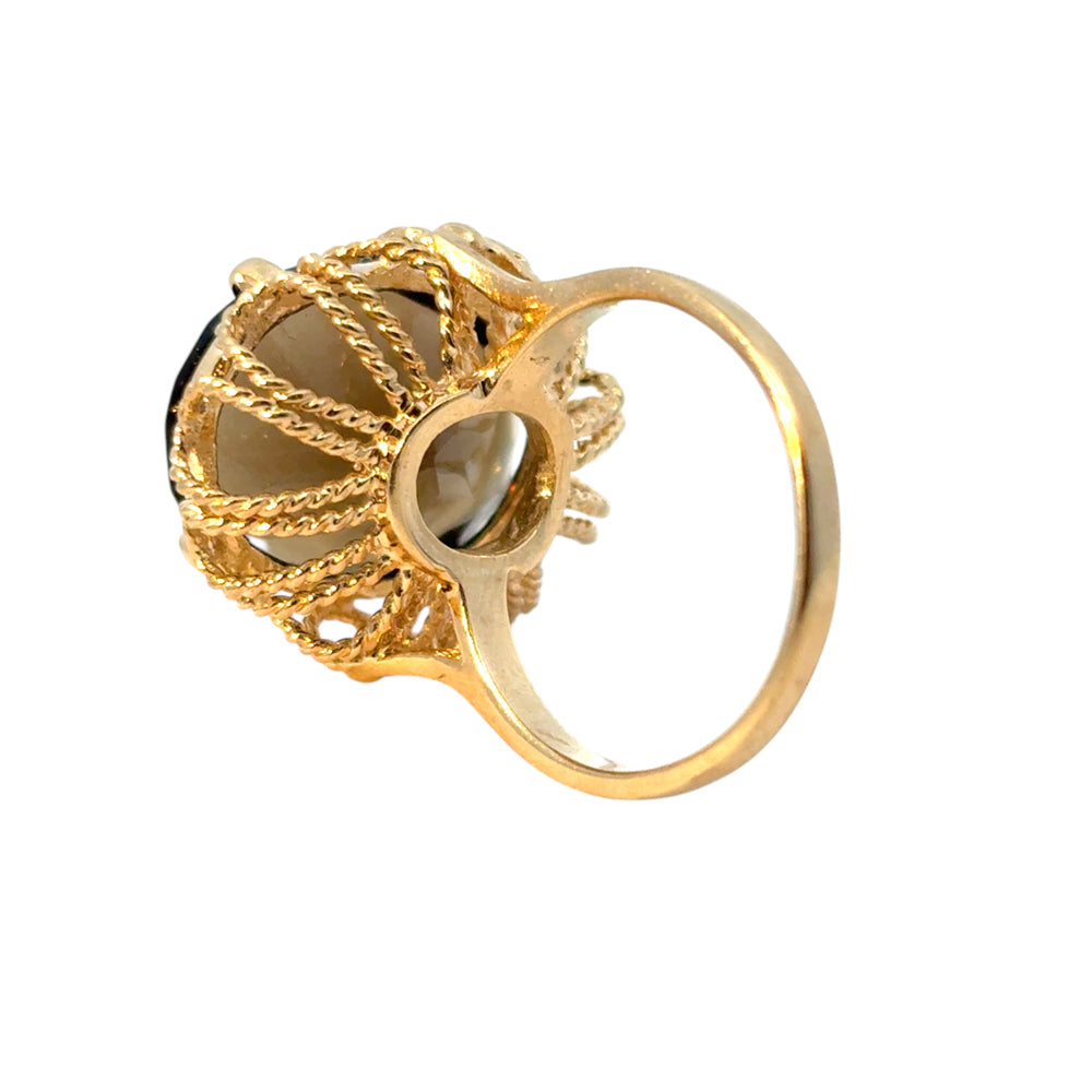 Vintage 10k Yellow Gold Oval Smoky Quartz Gemstone Ring