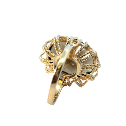 Vintage 10k Yellow Gold Oval Smoky Quartz Gemstone Ring