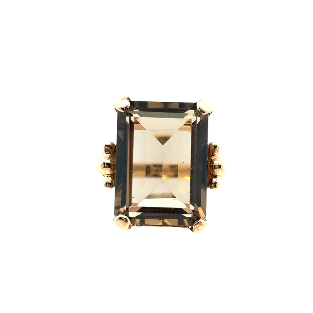 Vintage 14k Yellow Gold Smoky Quartz Gemstone Ring