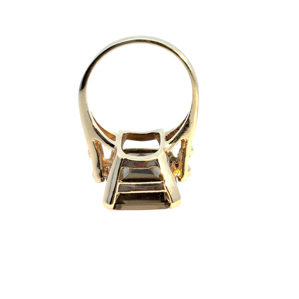 Vintage 14k Yellow Gold Smoky Quartz Gemstone Ring