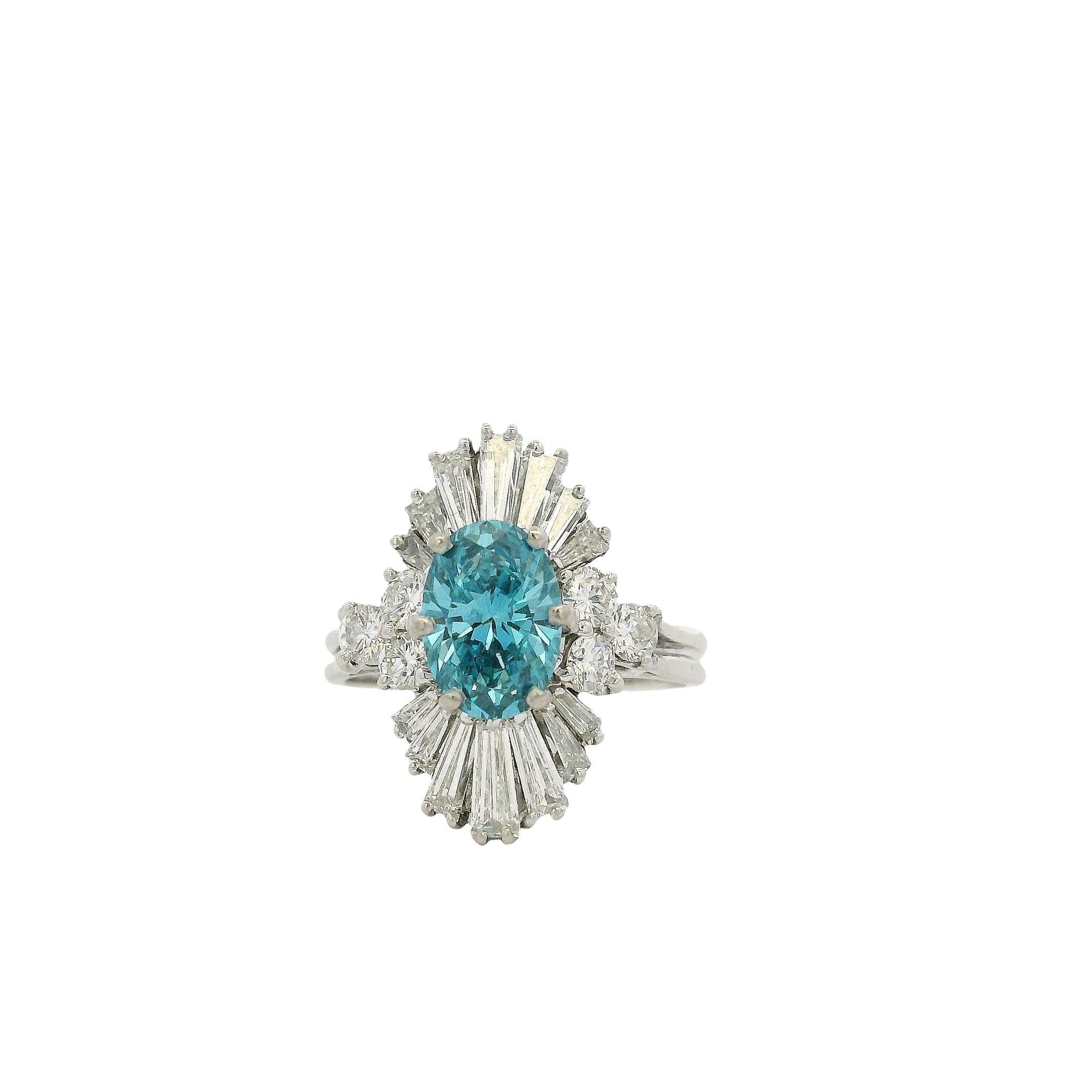 14k White Gold 1ct Blue Irradiated Diamond Solitaire Ring